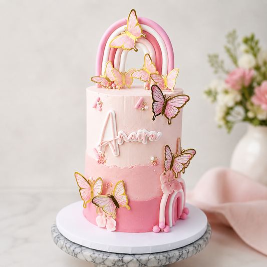 Beautiful Pink Butterly Cake