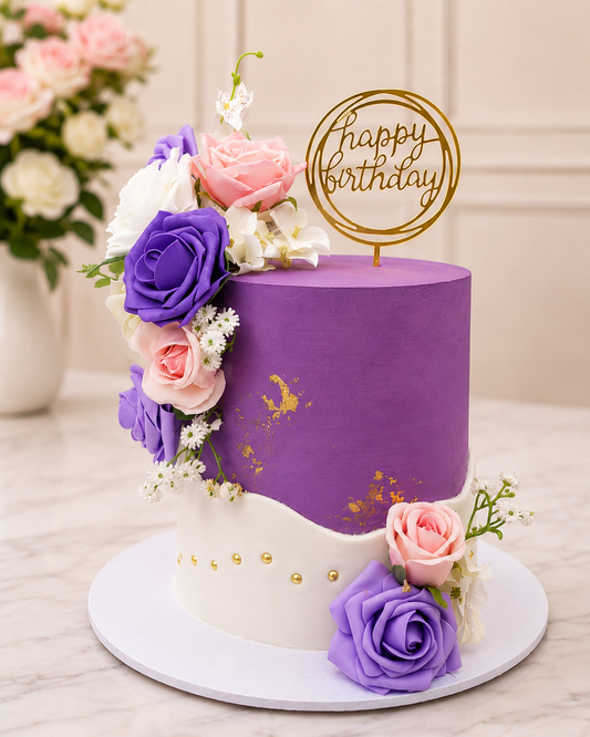 Classic Purple and Flora Cake