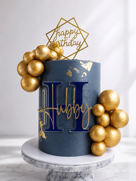 Elegant Navy and Gold Cake